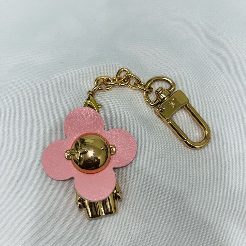 Pink and Gold Flower Keychain